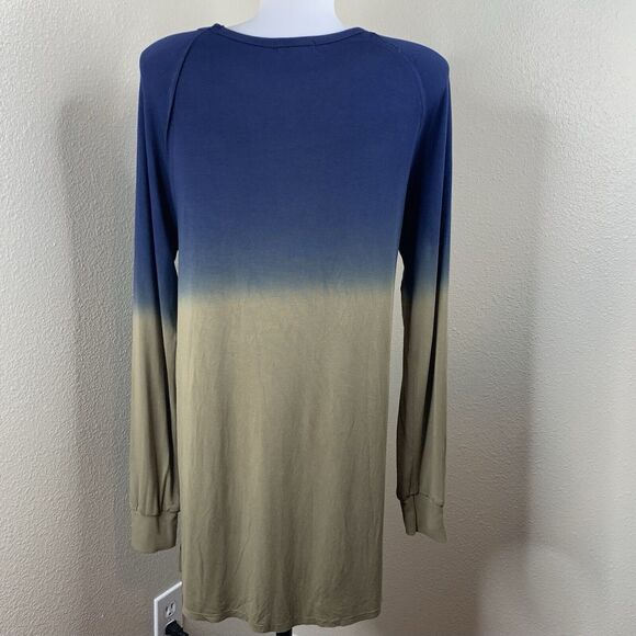 Dear John Ombré Color Fade Tunic Blouse Blue Green Hi Low Sz S Top Long Sleeve - Picture 4 of 6